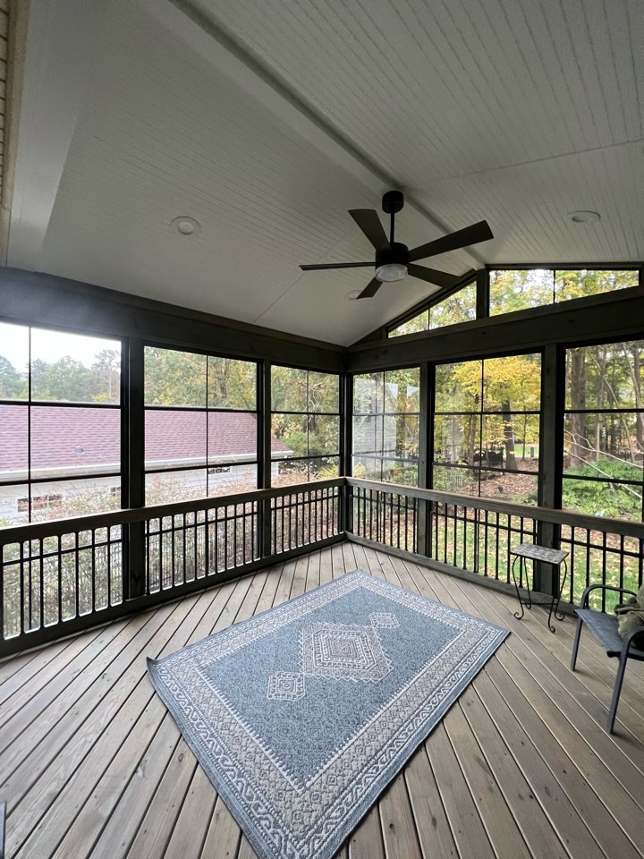 Screened porch with eze-breeze windows in Indian Trail, NC.